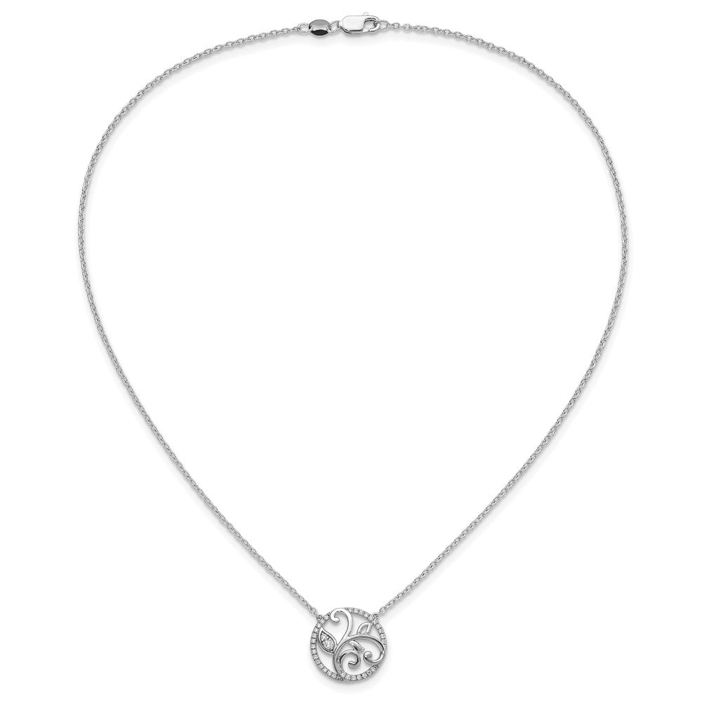 14K White Gold Lab Grown VS/SI FGH Dia Floral Circle Necklace