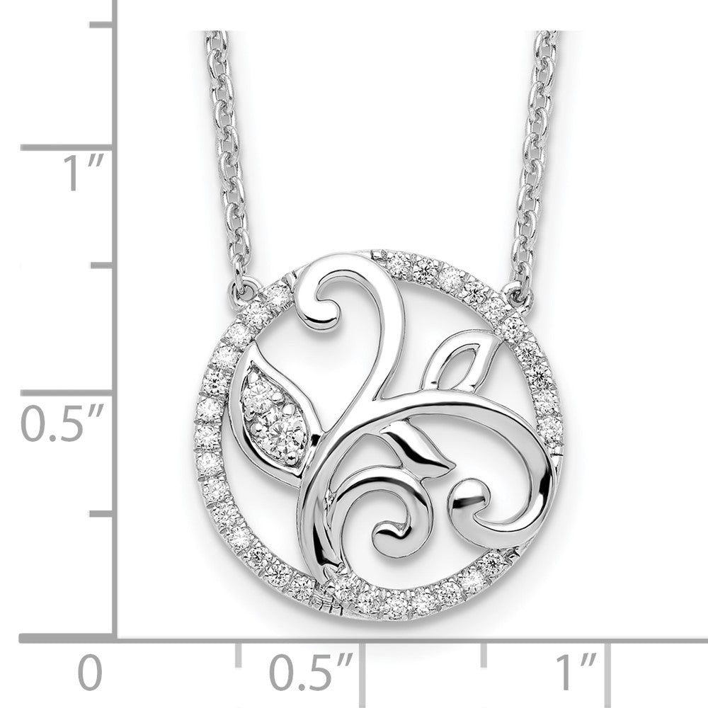 14K White Gold Lab Grown VS/SI FGH Dia Floral Circle Necklace