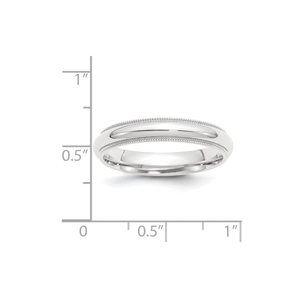 Platinum 4mm Polished Milgrain Comfort-Fit Wedding Band Size 10.5