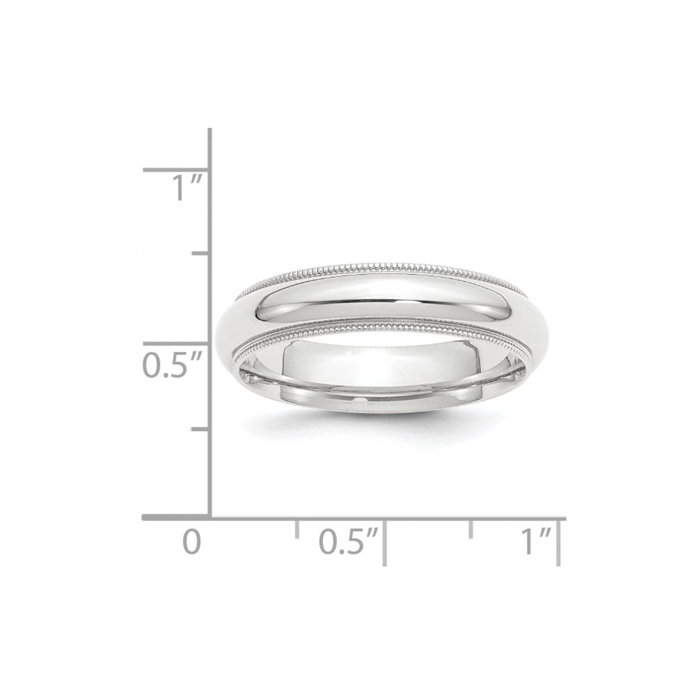 Platinum 5mm Polished Milgrain Comfort-Fit Wedding Band Size 10.5