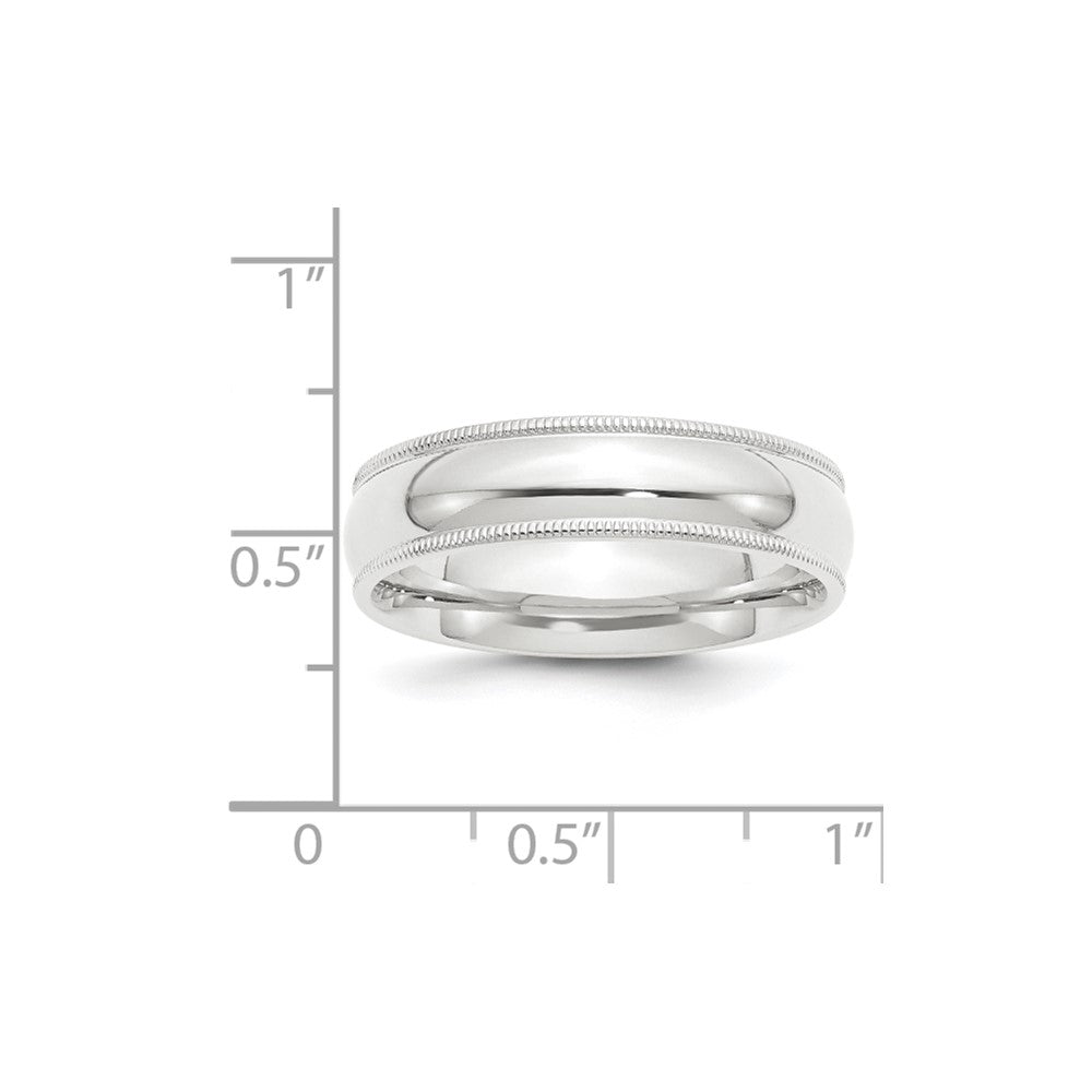 Platinum 6mm Polished Milgrain Comfort-Fit Wedding Band Size 10.5