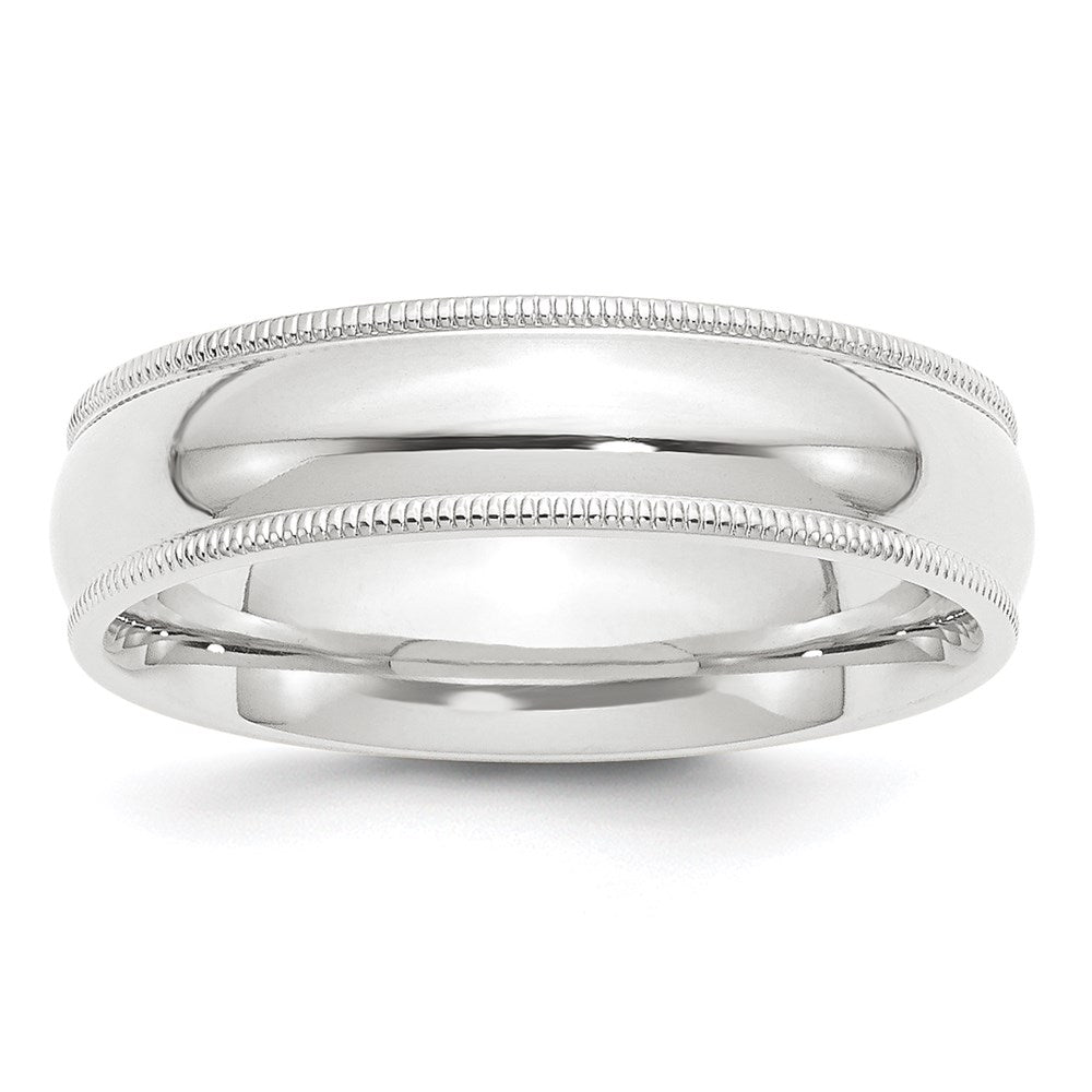 Platinum 6mm Polished Milgrain Comfort-Fit Wedding Band Size 5