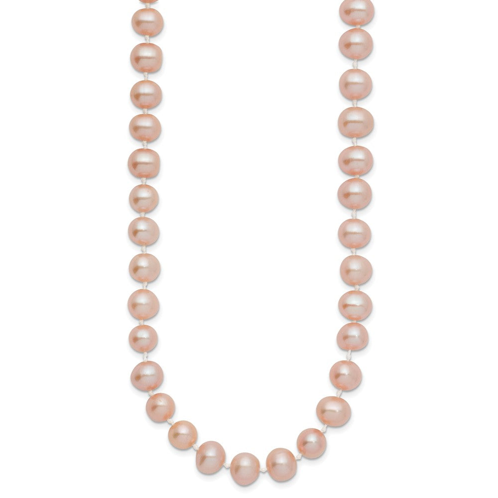 14k 7-8mm Pink Near Round Freshwater Cultured Pearl Necklace