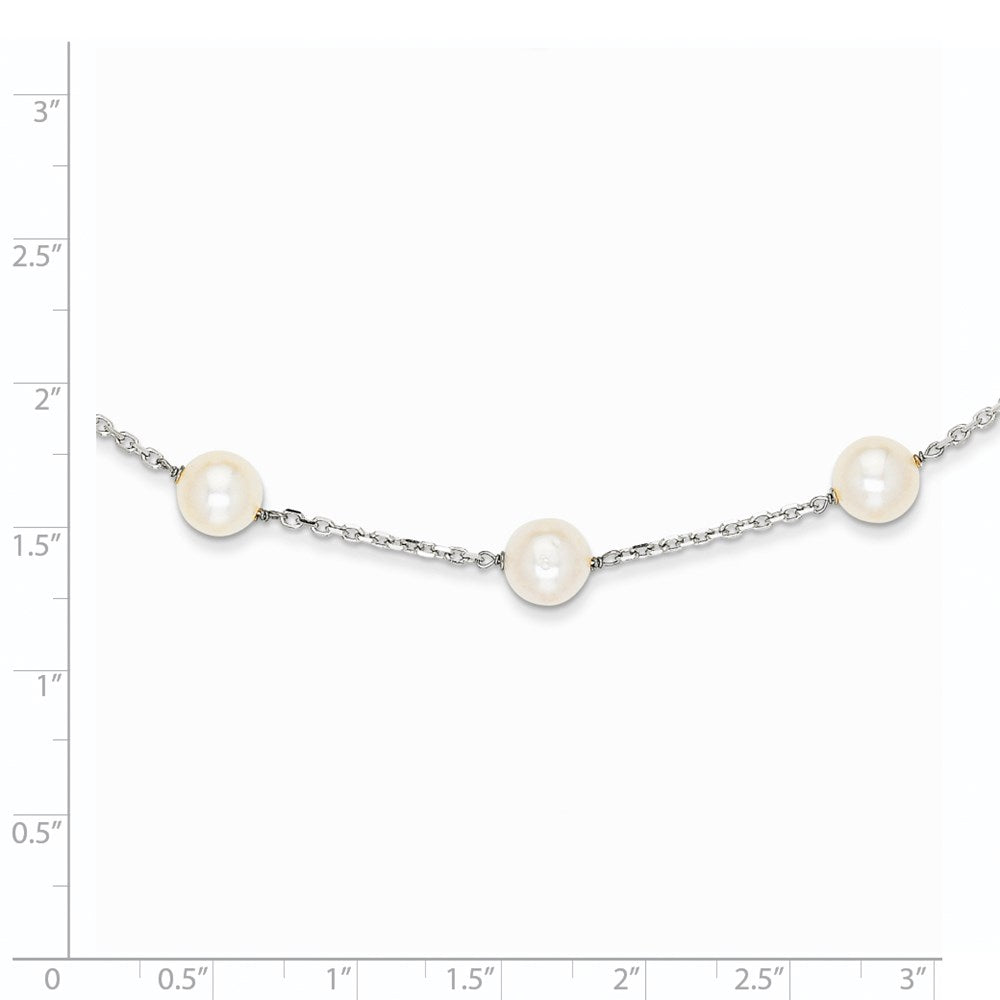 14K White Gold 8-9mm White Freshwater Cultured Pearl 14-station Necklace