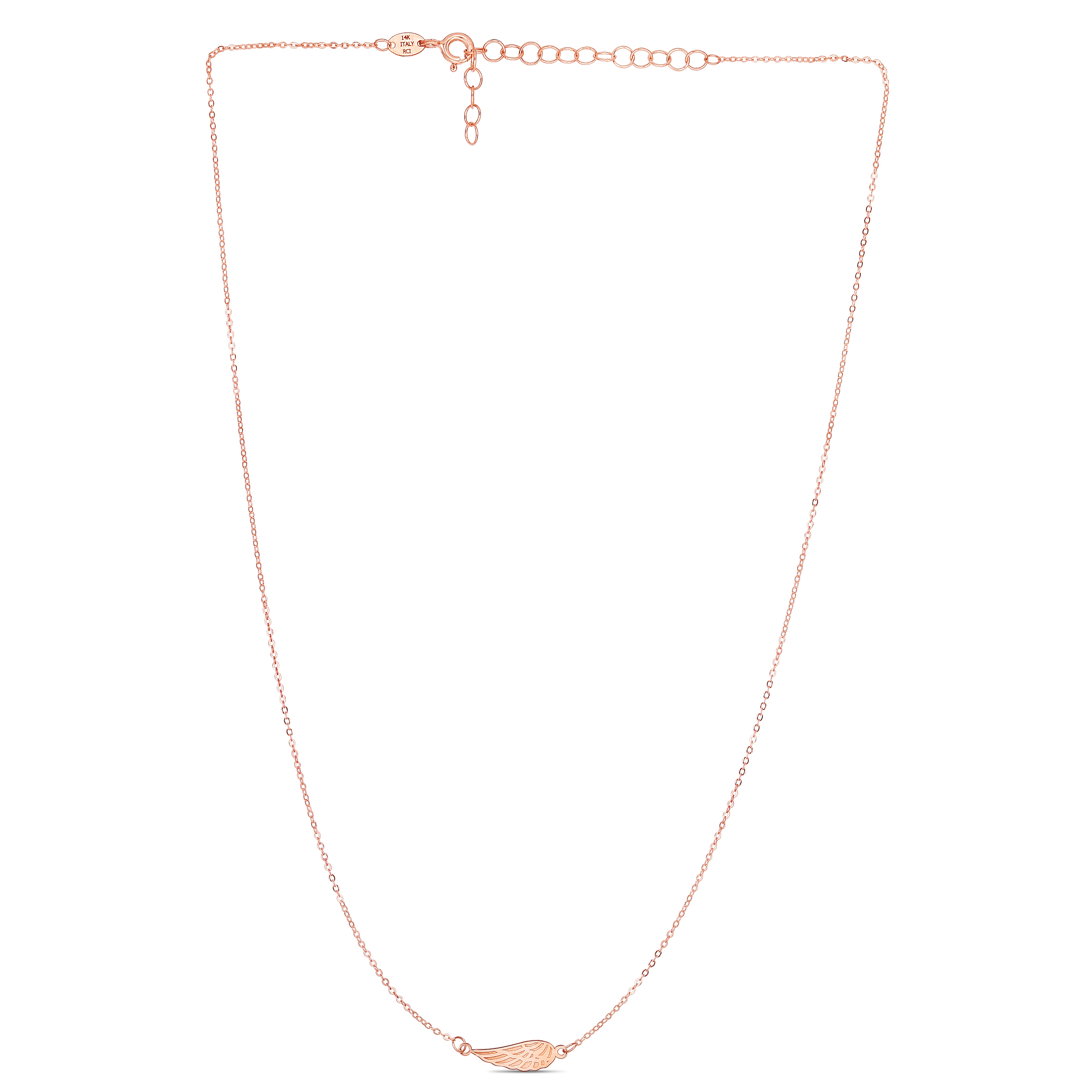 14K Rose Gold 18" Angel Wing Necklace