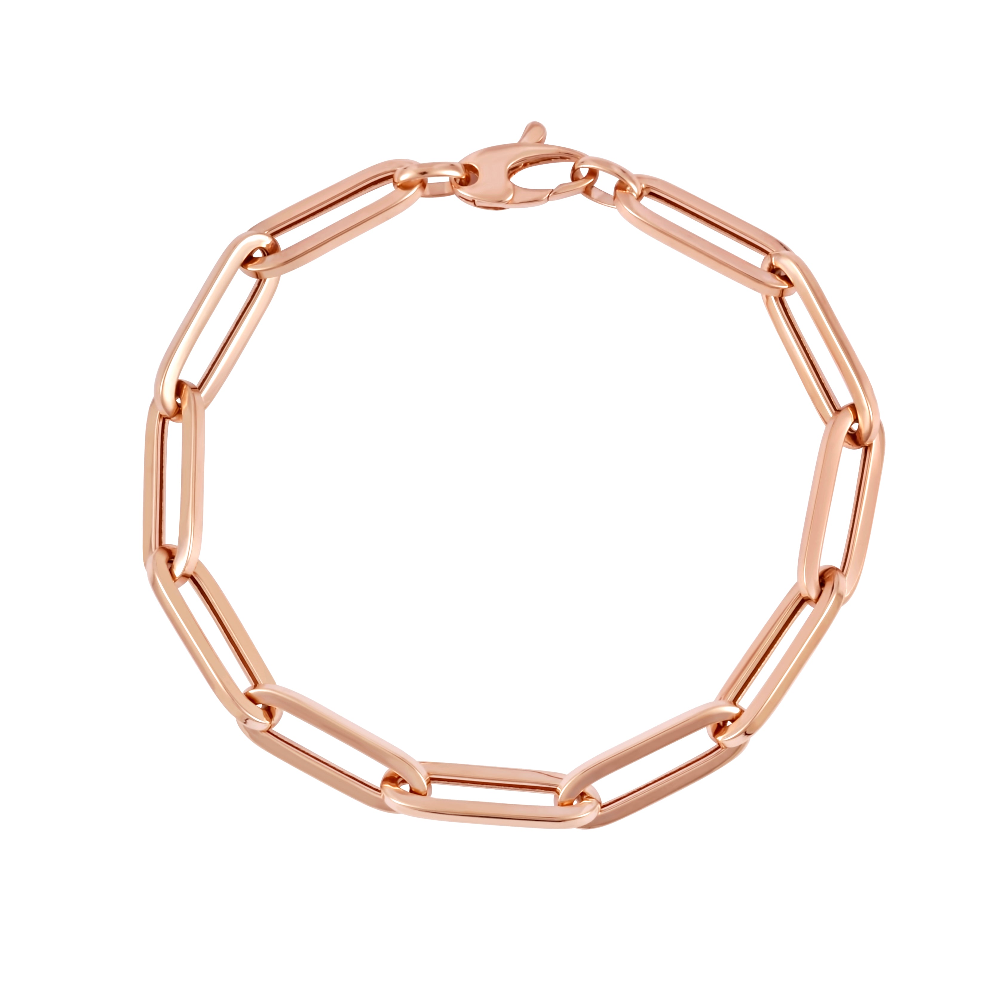 14K Rose Gold 6.1mm 18" Paperclip Chain Necklace with Lobster Lock