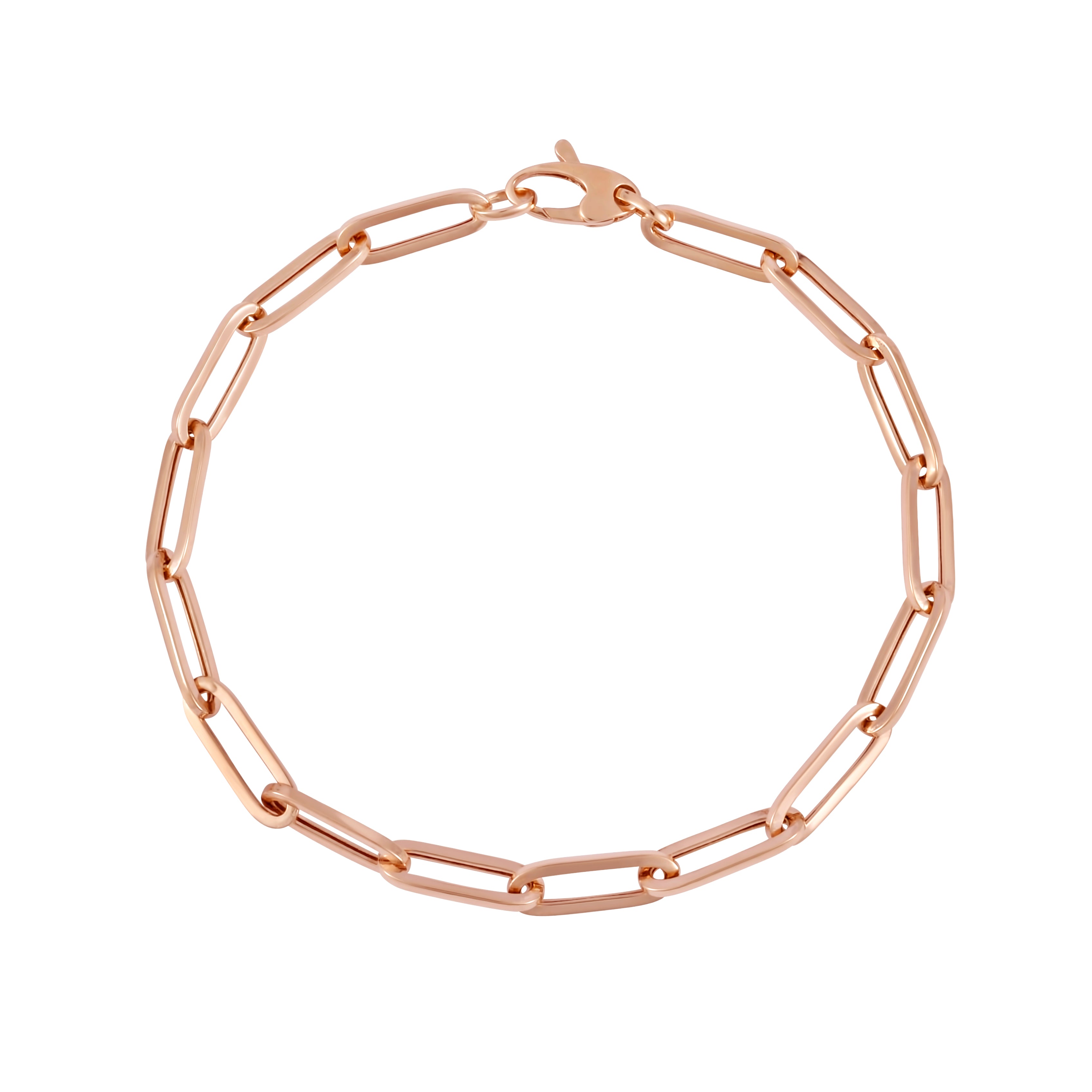 14K Rose Gold 4.2mm Paperclip 18" Necklace Chain with Lobster Lock