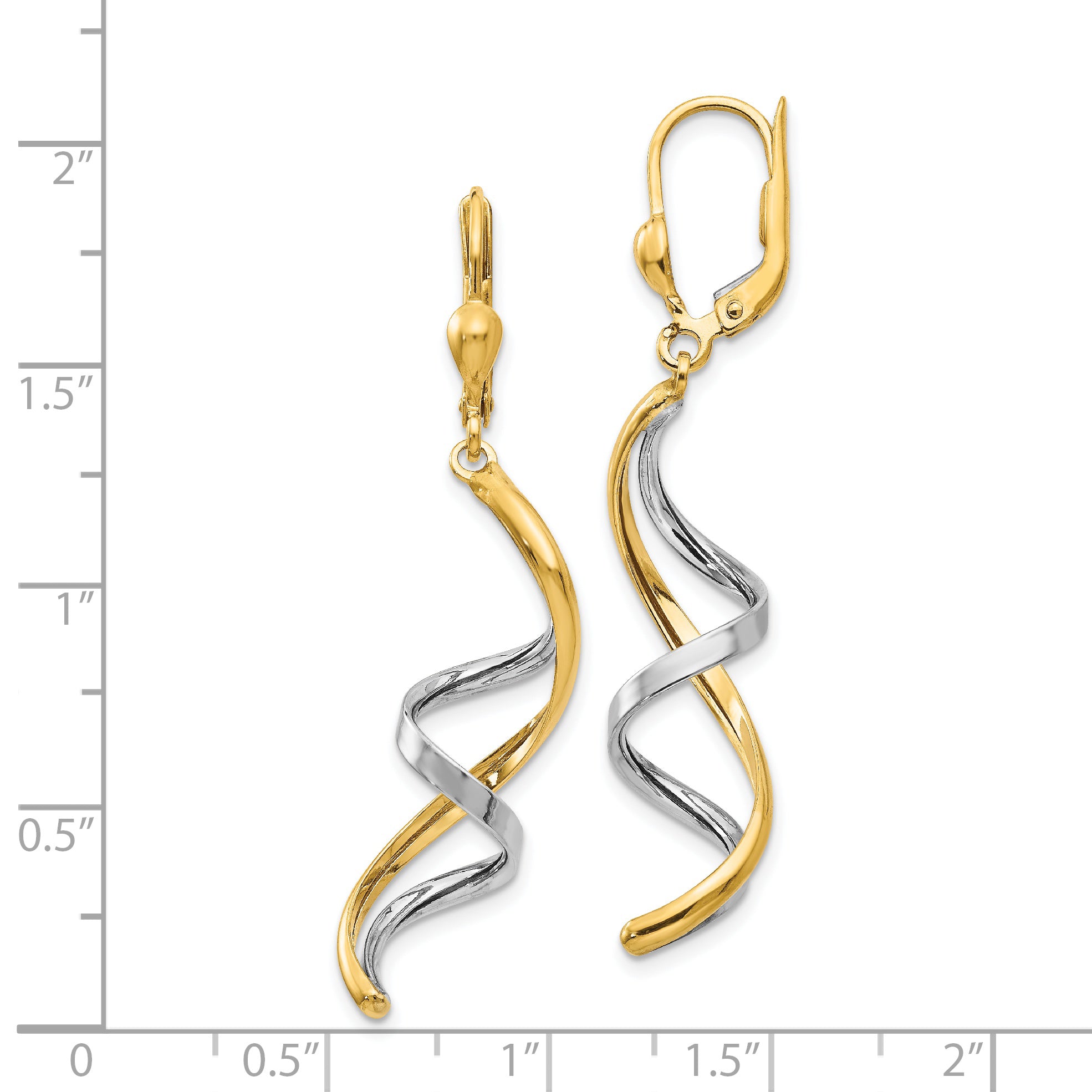 14K Two-tone Spiral Leverback Earrings PRE305