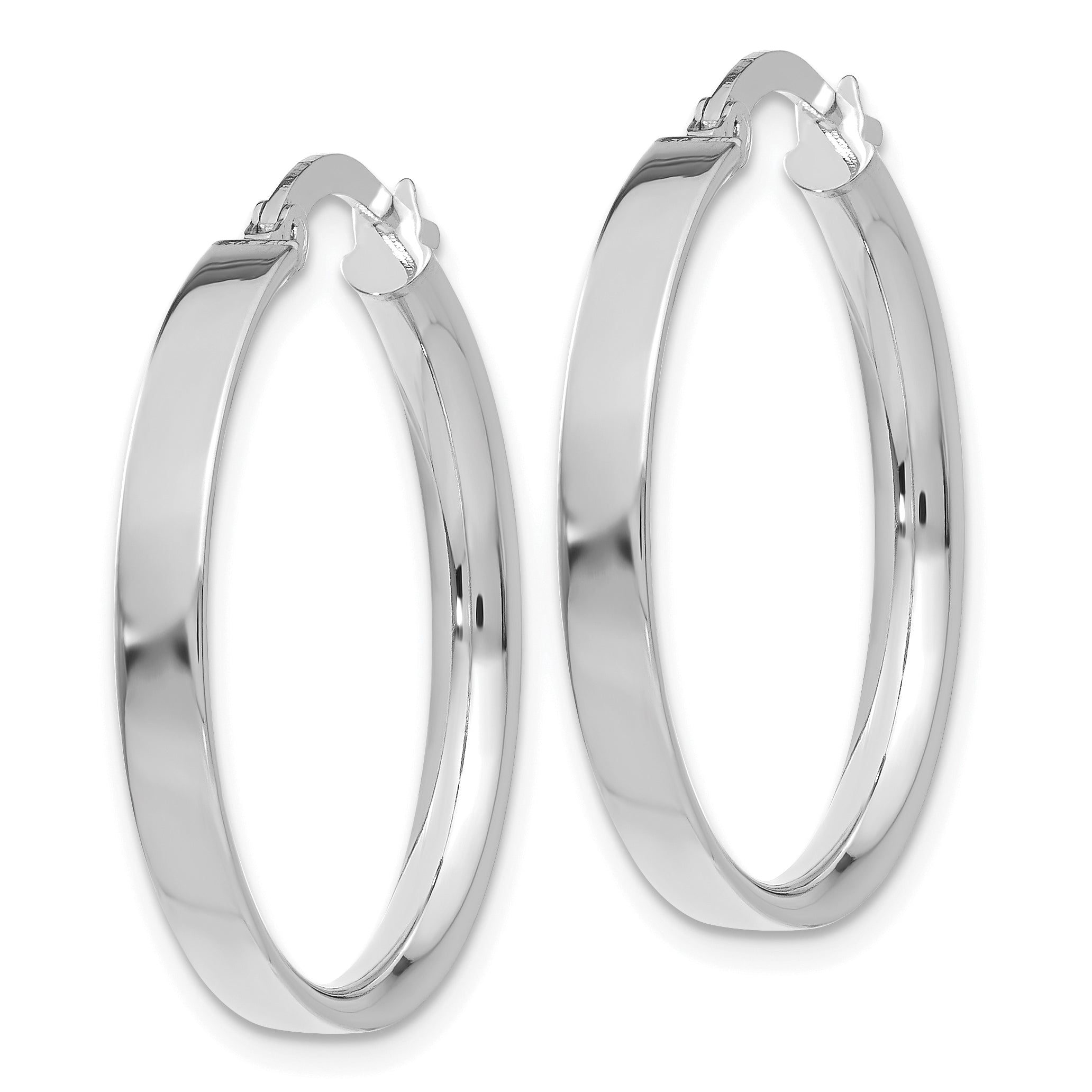 14K White Rhodium Hoop Earrings PRE571