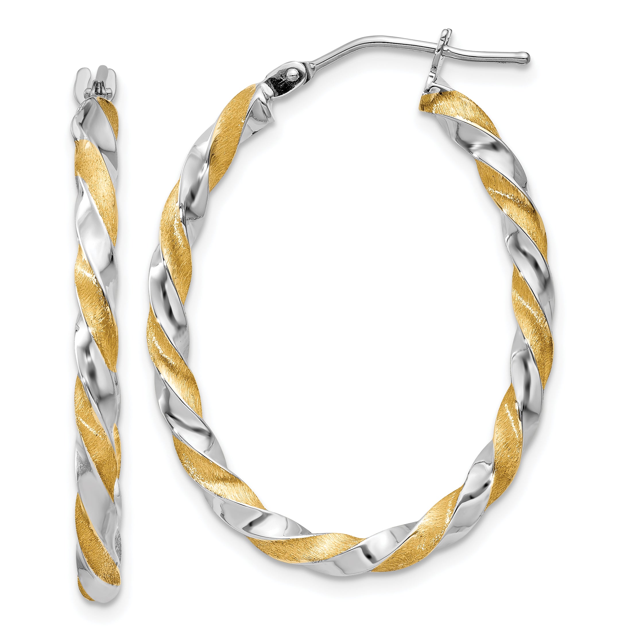 14k & Rhodium Twisted Hoop Earrings PRE780