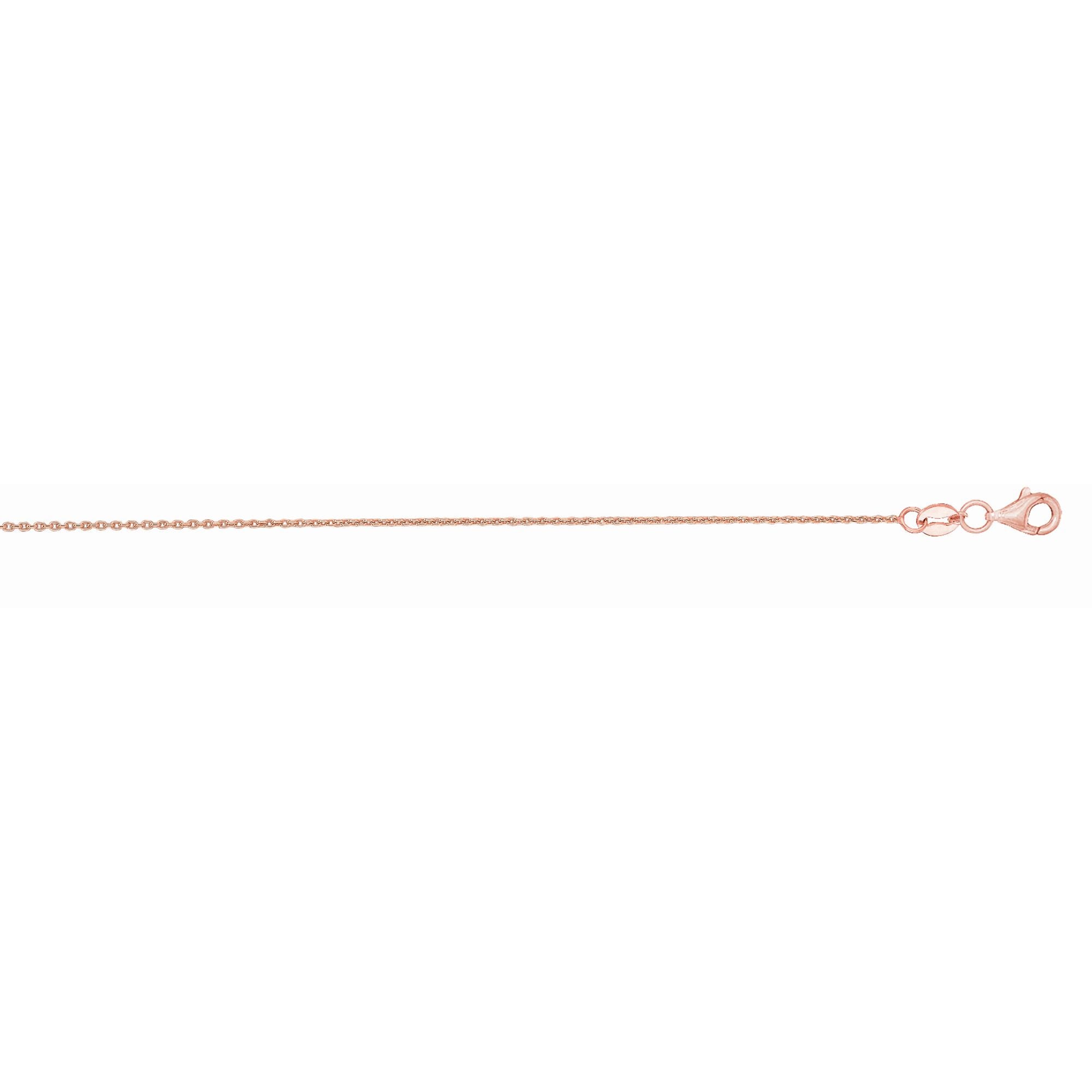 14K Rose Gold 0.85mm Oval Cable 18" Chain with Lobster Lock