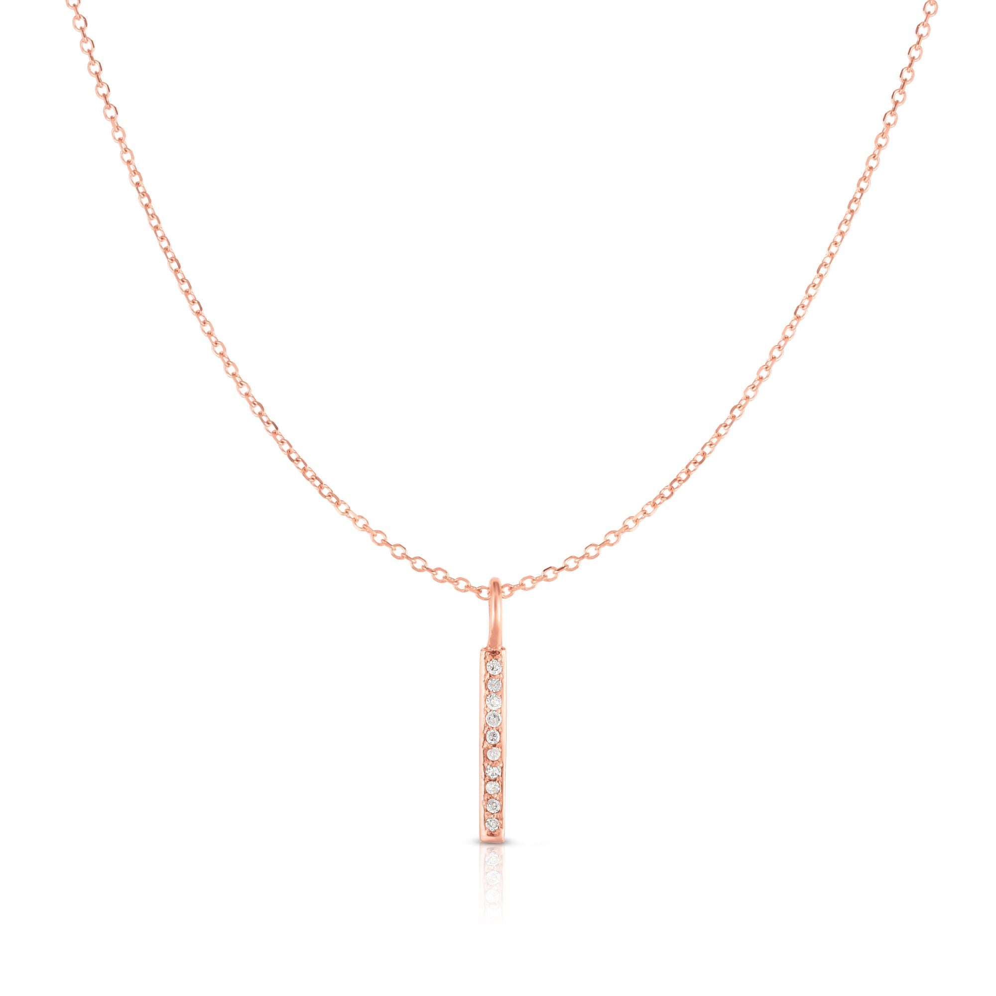 14K Rose Gold 18" .06ct Diamond Bar Necklace