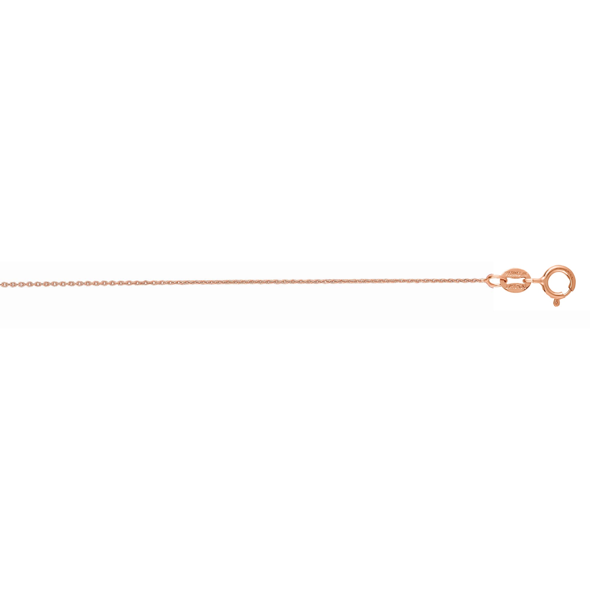 14K Rose Gold 0.85mm 18" Cable Chain with Spring Ring Clasp