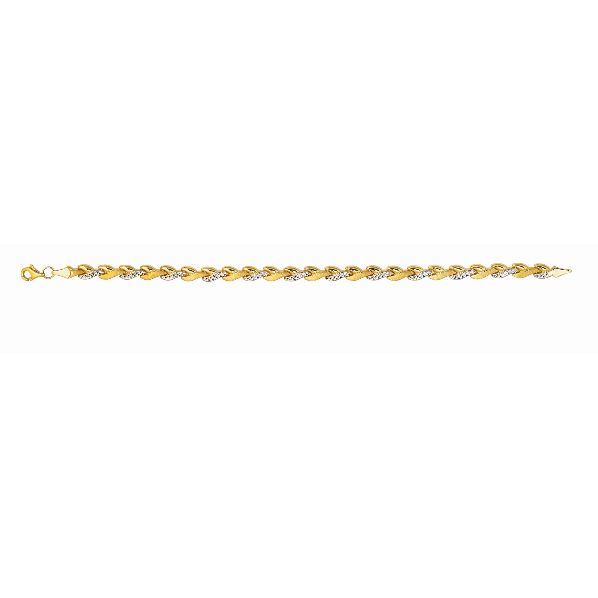 14K Two-tone Gold 7.25" Diamond Cut Stampato Bracelet