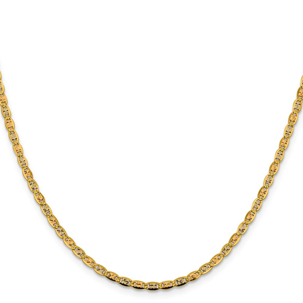 14K 24 inch 2.75mm Tri-color Pav√á Valentino with Lobster Clasp Chain