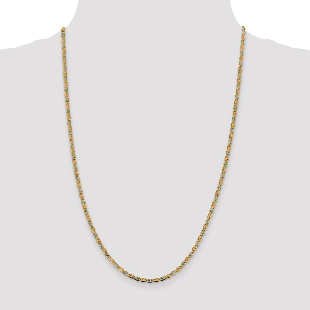 14K 24 inch 2.75mm Tri-color Pav√á Valentino with Lobster Clasp Chain