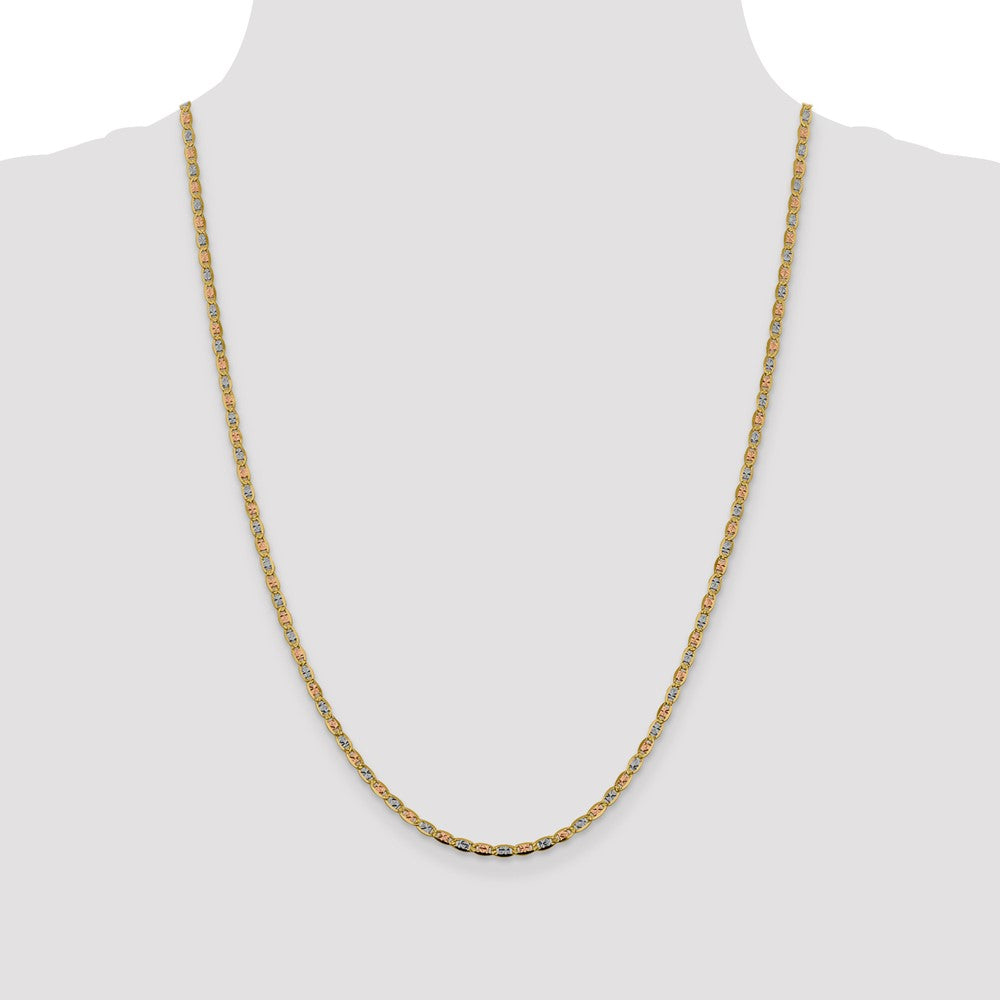 14K 24 inch 2.75mm Tri-color Pav√á Valentino with Lobster Clasp Chain