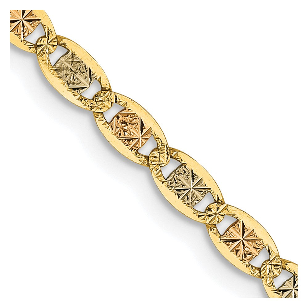 14K 24 inch 2.75mm Tri-color Pav√á Valentino with Lobster Clasp Chain