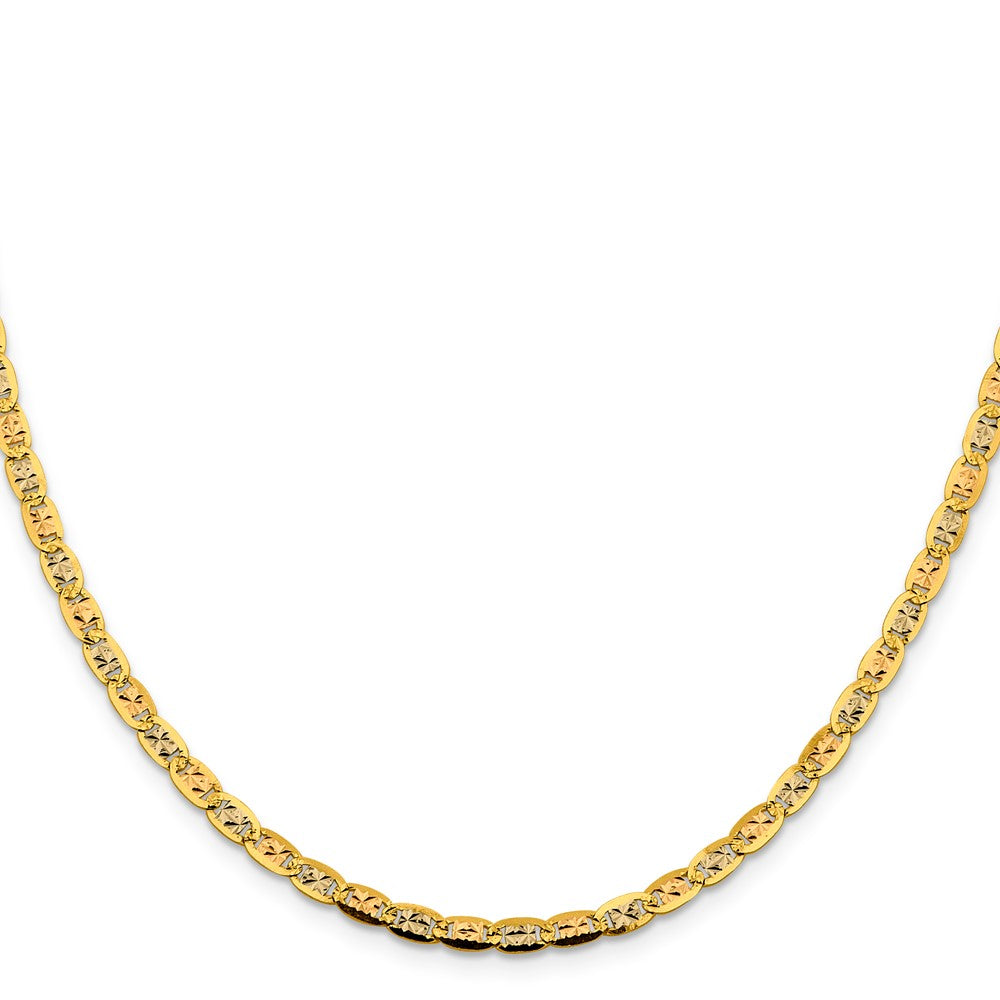 14K 24 inch 3.8mm Tri-color PavÇ Valentino with Lobster Clasp Chain