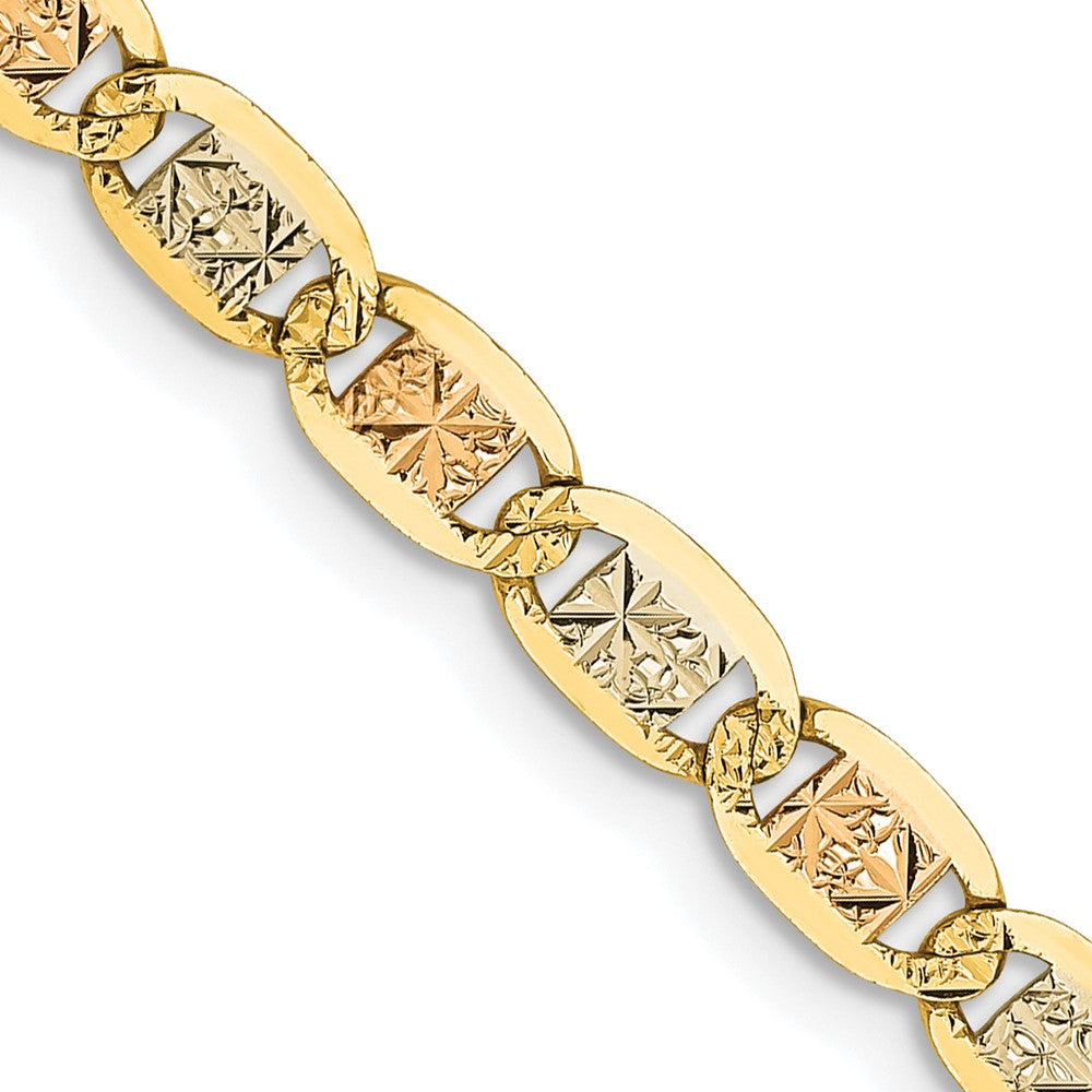 14K 24 inch 3.8mm Tri-color PavÇ Valentino with Lobster Clasp Chain