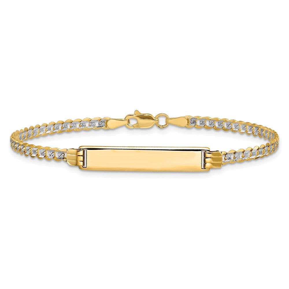 14k with Rhodium Pav√á Curb ID Bracelet