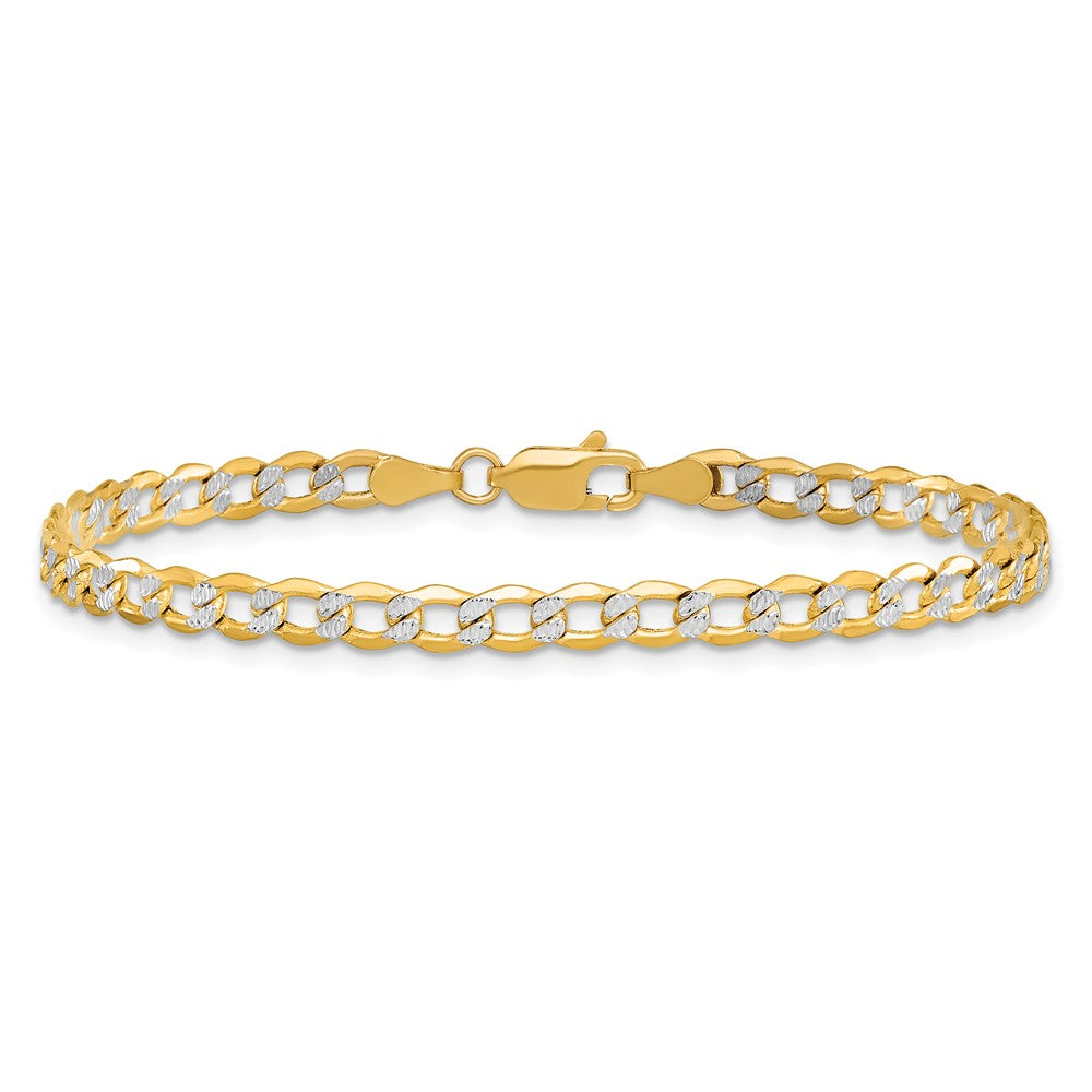 14K 7 inch 4.3mm Semi-Solid with Rhodium PavÇ Curb with Lobster Clasp Bracelet