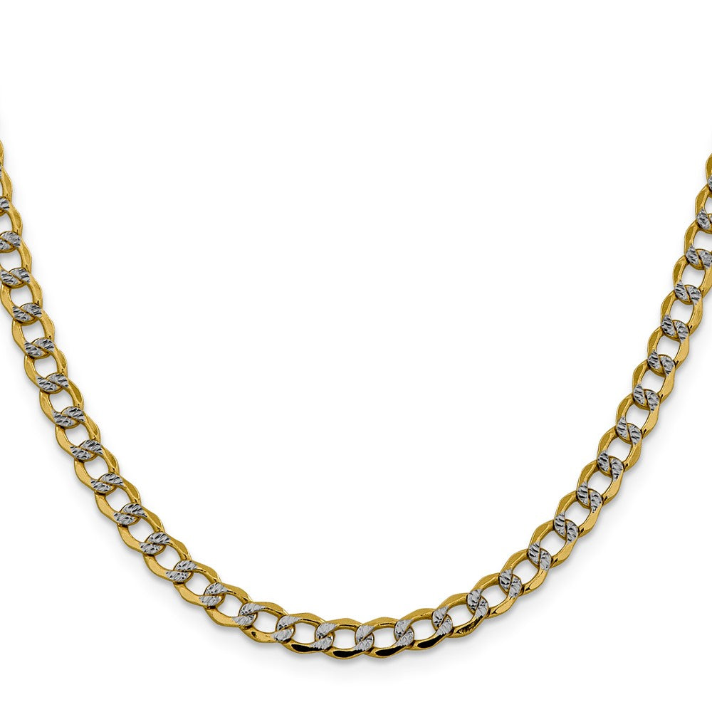 14K 24 inch 5.2mm Semi-Solid with Rhodium Pav√á Curb with Lobster Clasp Chain