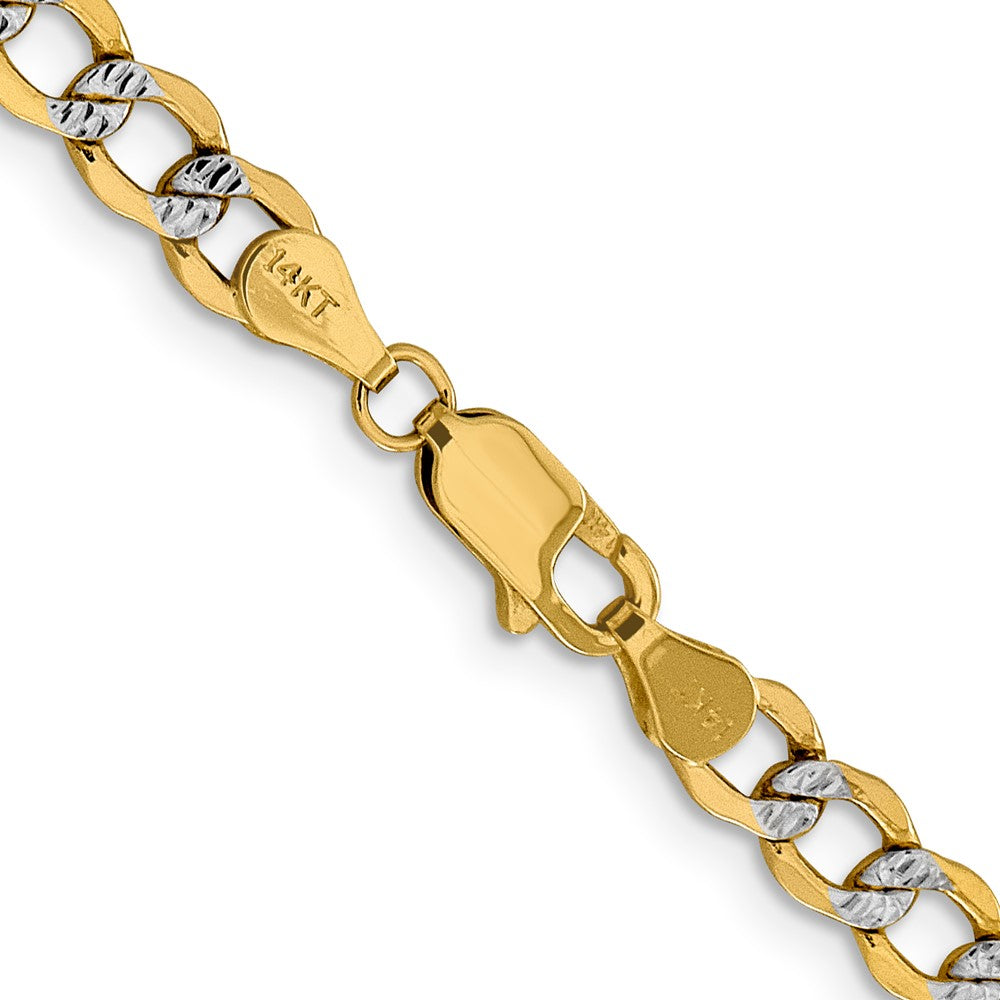 14K 24 inch 5.2mm Semi-Solid with Rhodium Pav√á Curb with Lobster Clasp Chain