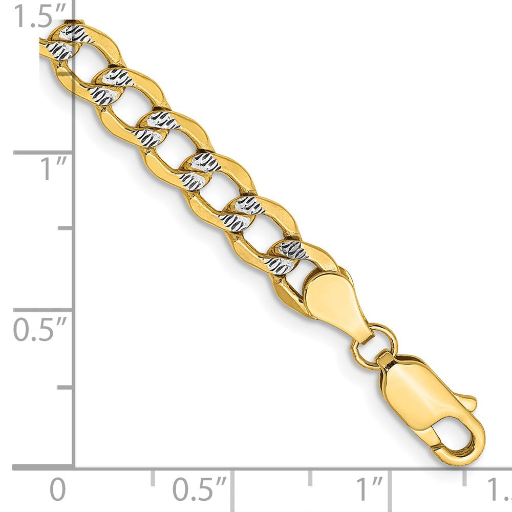 14K 8 inch 5.2mm Semi-Solid with Rhodium PavÇ Curb with Lobster Clasp Bracelet