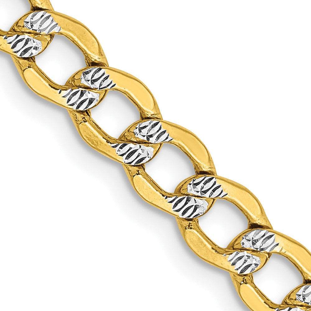 14K 24 inch 5.2mm Semi-Solid with Rhodium Pav√á Curb with Lobster Clasp Chain