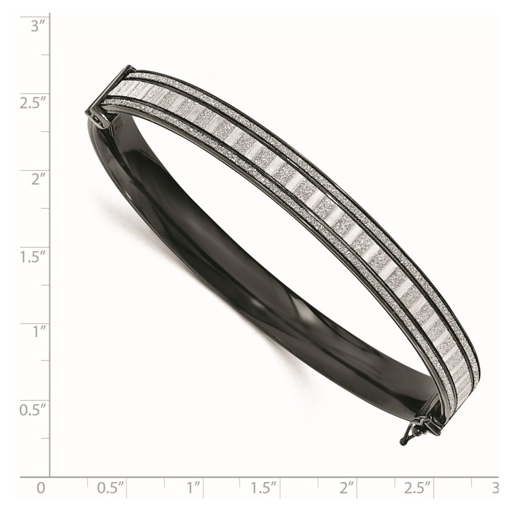 Sterling Silver Ruthenium-plated Glitter Infused Bangle