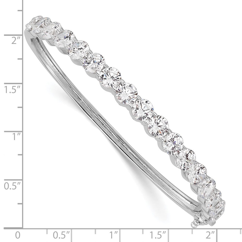 Sterling Shimmer Sterling Silver Rhodium-plated 17 Stone CZ Hinged Bangle Bracelet