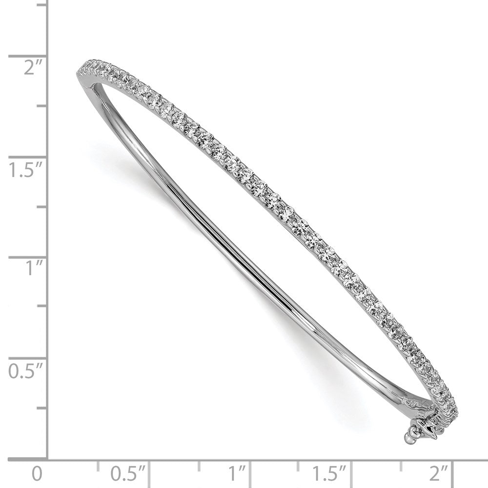 Sterling Shimmer Sterling Silver Rhodium-plated 41 Stone CZ Hinged Bangle Bracelet