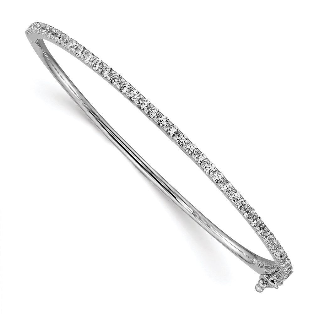 Sterling Shimmer Sterling Silver Rhodium-plated 41 Stone CZ Hinged Bangle Bracelet