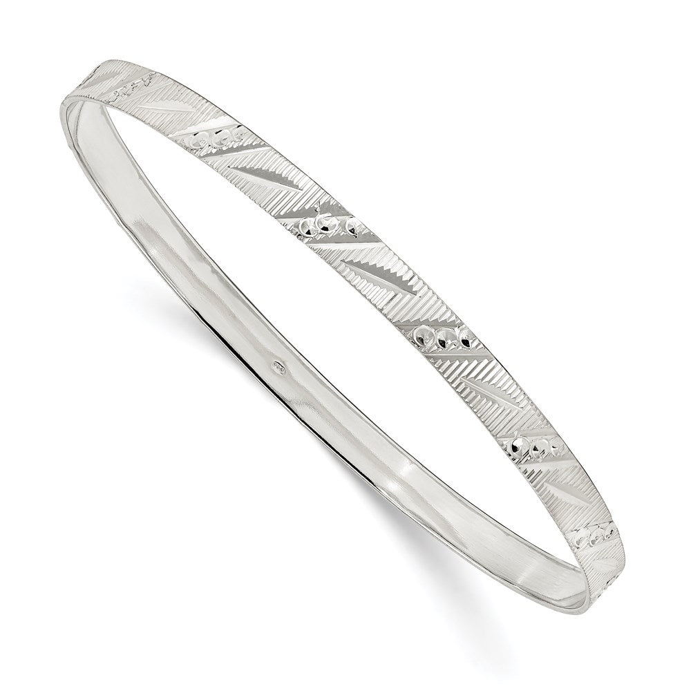 Sterling Silver 5mm Diamond Cut Slip-on Bangle