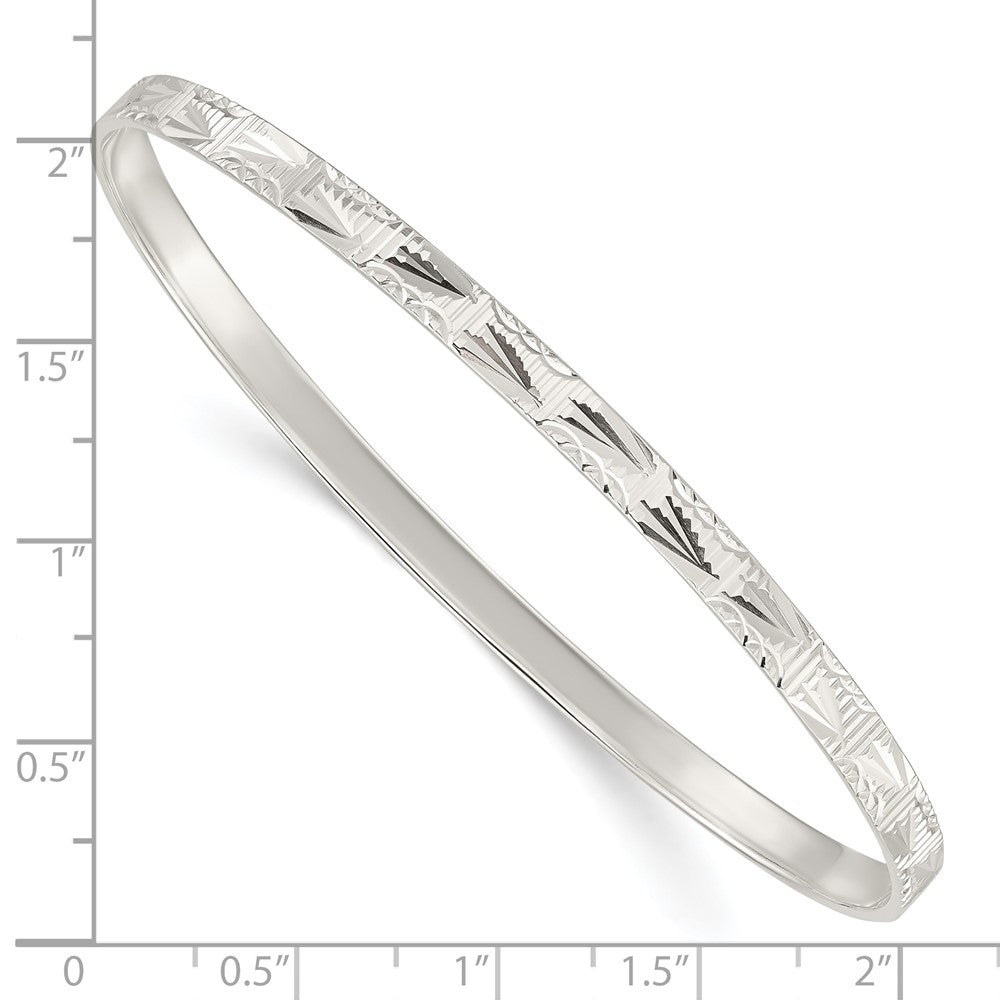 Sterling Silver Diamond Cut Slip-on Bangle