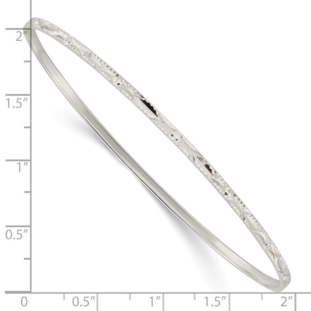 Sterling Silver Diamond Cut Slip-on Bangle