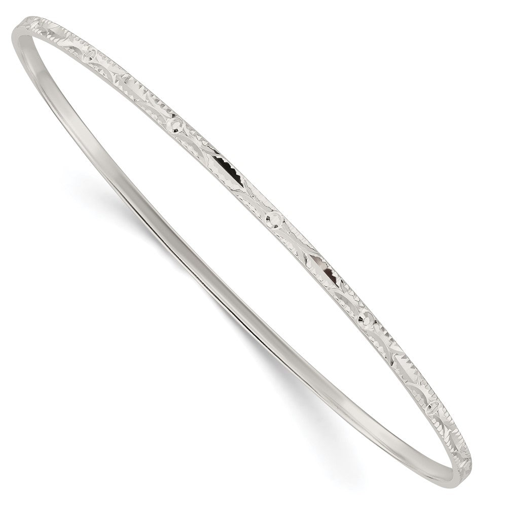 Sterling Silver Diamond Cut Slip-on Bangle