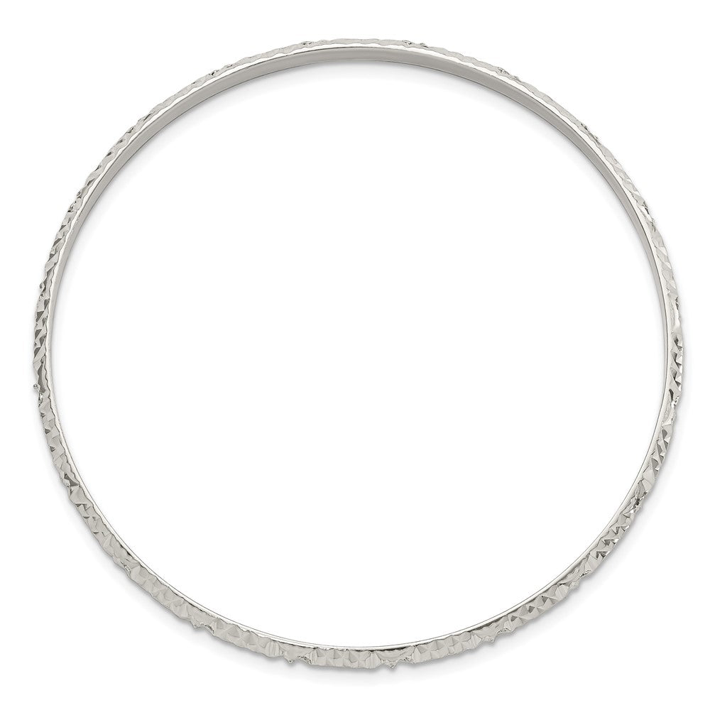 Sterling Silver Diamond Cut Slip-on Bangle