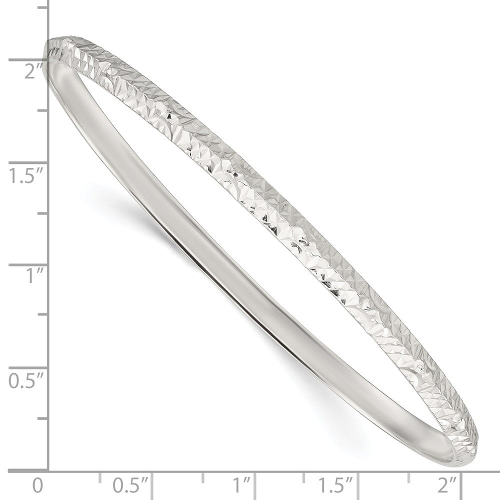 Sterling Silver Diamond Cut Slip-on Bangle