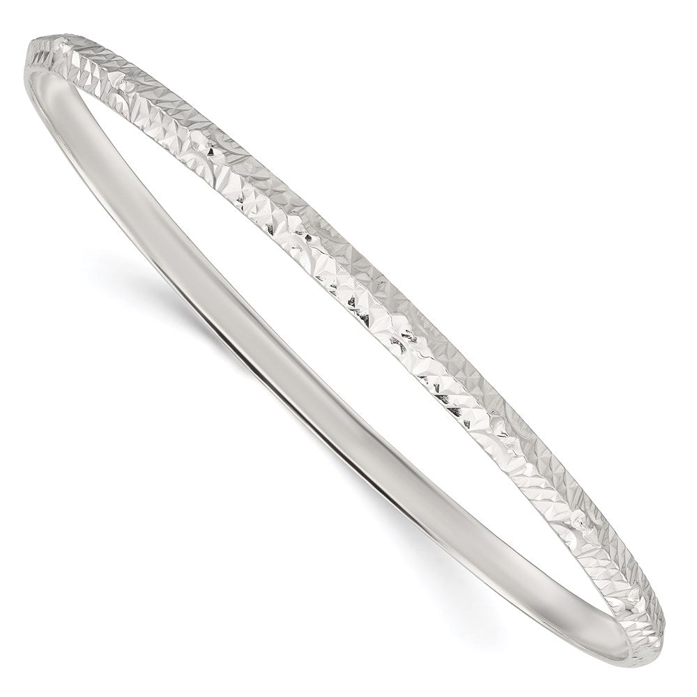 Sterling Silver Diamond Cut Slip-on Bangle