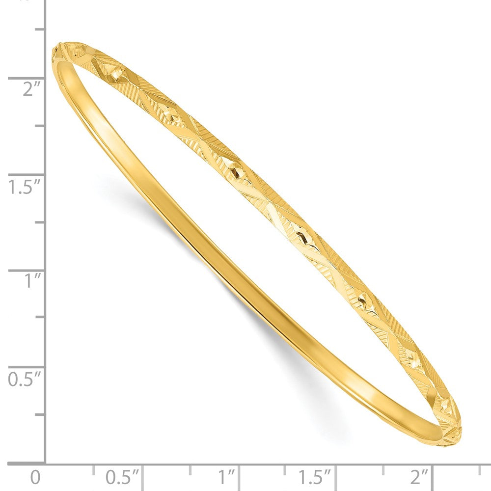 Sterling Silver Gold-tone Diamond Cut Slip-on Bangle