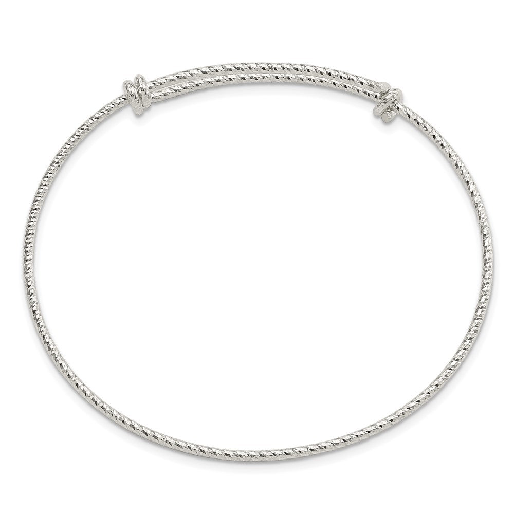 Sterling Silver Polished D/C 1.65mm 8-9.5in Expandable Bangle