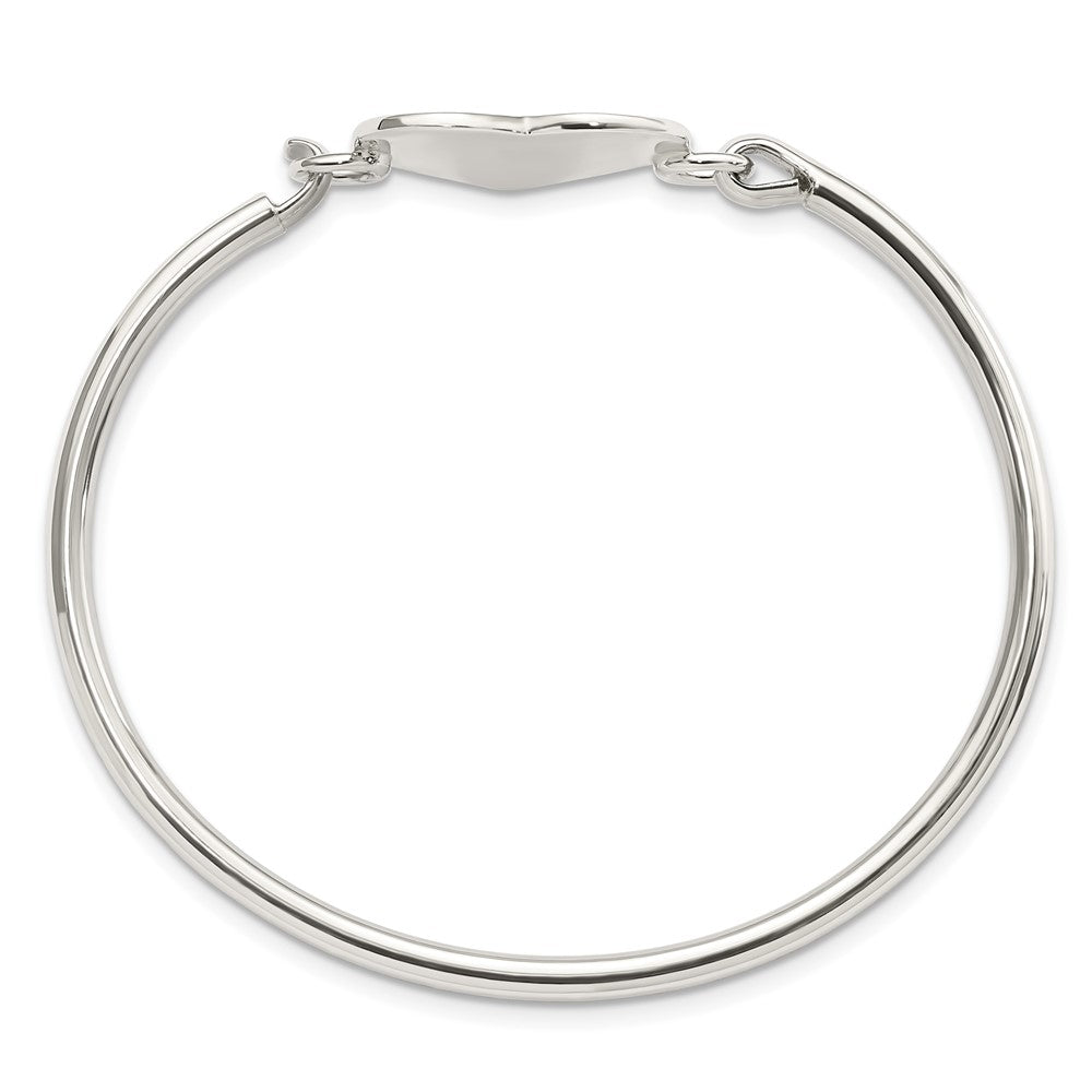 Sterling Silver Polished Engravable Heart Bangle