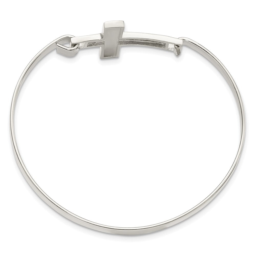 Sterling Silver Polished Cross Bangle