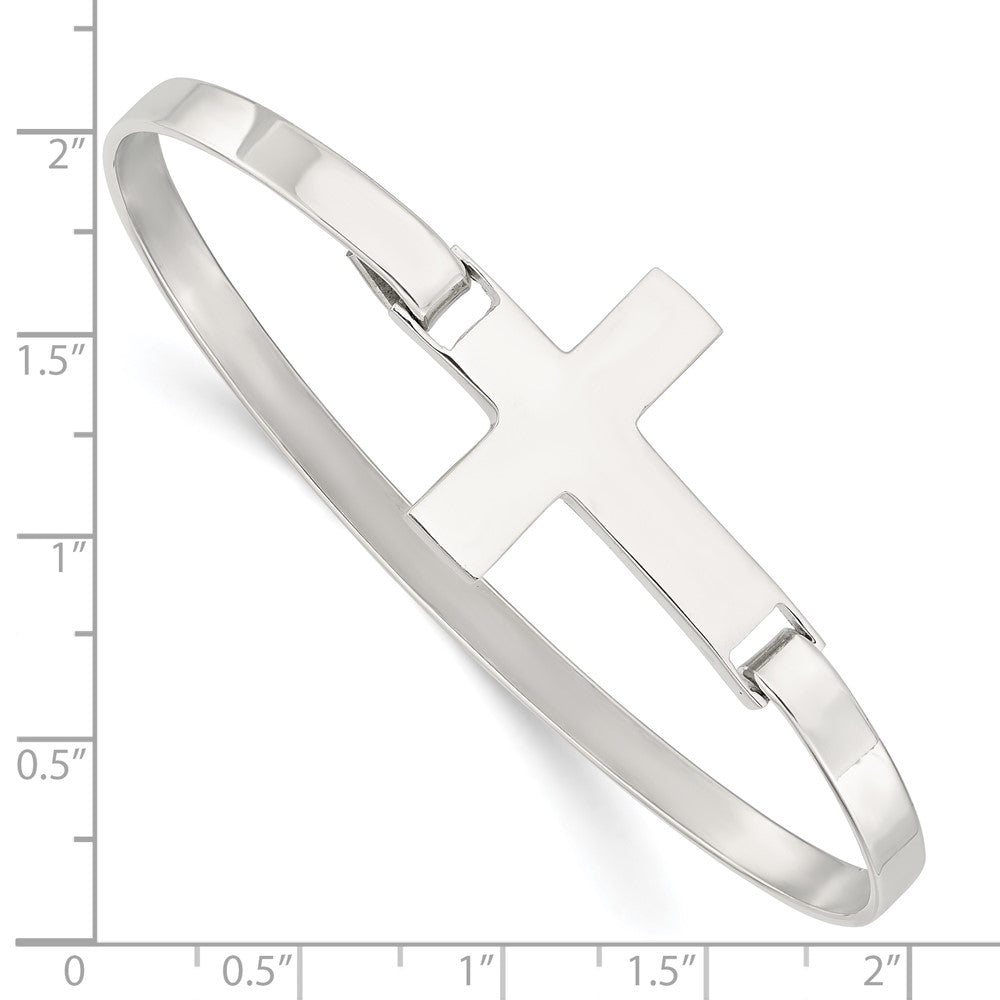 Sterling Silver Polished Cross Bangle