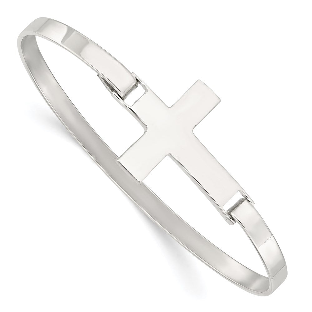 Sterling Silver Polished Cross Bangle