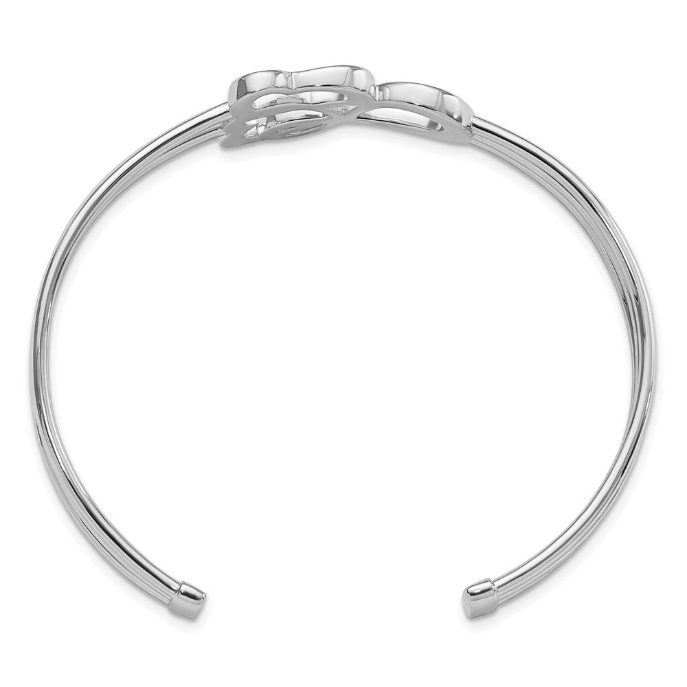 Sterling Silver Rhodium-plated Hearts and Infinity Cuff Bangle