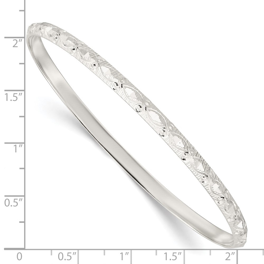 Sterling Silver Diamond Cut Patterned Slip-on Bangle