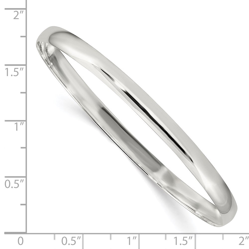 Sterling Silver 4.5mm Solid Polished Plain Slip-On Bangle Bracelet